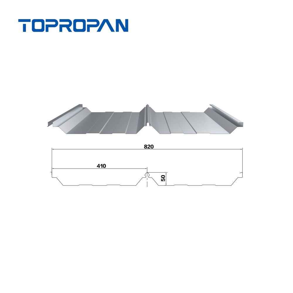Panel met&aacute;lico de techo perfilado de color YX54-410-8201